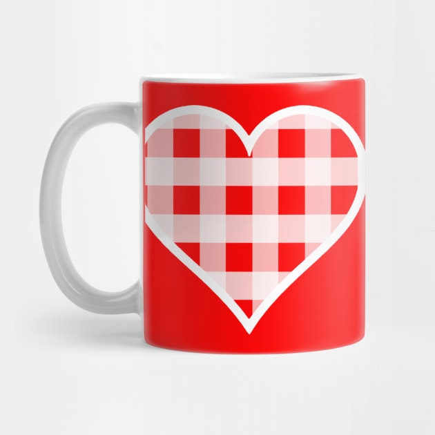 Red and White Buffalo Plaid Heart by bumblefuzzies